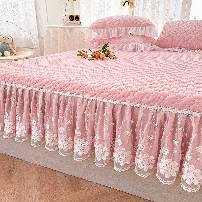 韩式公主风纯棉全棉床笠单件夹棉防滑床罩带裙边席梦思床垫保护罩,床上用品,床笠,淘宝优惠券,粉丝福利购,淘宝优惠卷