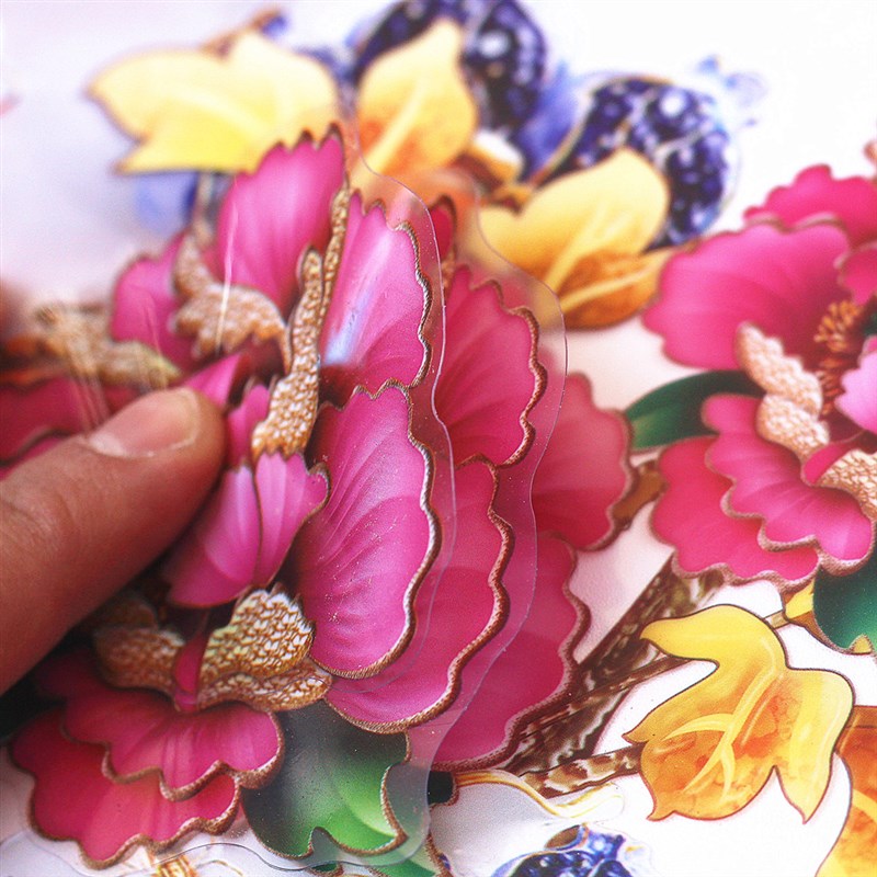 蝴蝶兰花瓶贴画贴纸墙纸自粘3d立体墙贴餐厅家用卧室衣柜贴冰箱贴