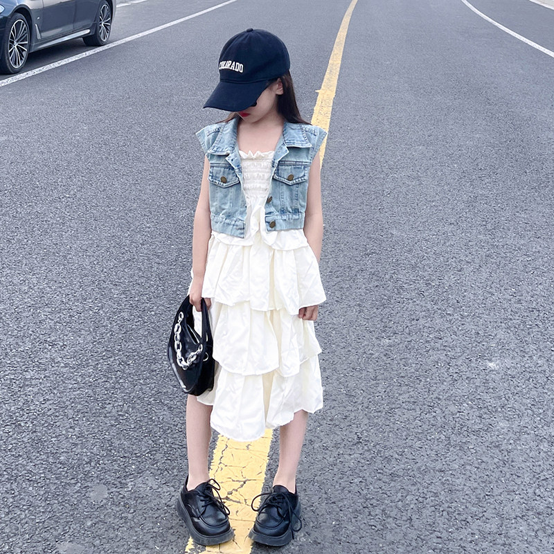 女童夏装套装2023新款大儿童牛仔马甲夏季小孩吊带裙两件套洋气潮,童装/婴儿装/亲子装,套装,淘宝优惠券,粉丝福利购,淘宝优惠卷