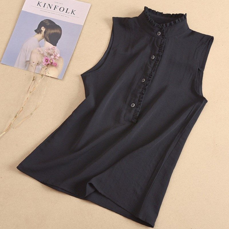 雪纺衫女夏季新款洋气小衫小清新甜美立领木耳边无袖衬衫内搭上衣,童装/婴儿装/亲子装,假领,淘宝优惠券,粉丝福利购,淘宝优惠卷