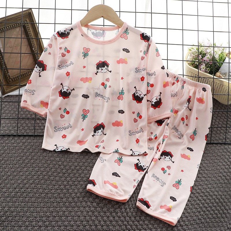 儿童家居服套装2024夏季男童女童薄款无骨七分睡衣睡裤休闲套装,童装/婴儿装/亲子装,家居服套装,淘宝优惠券,粉丝福利购,淘宝优惠卷