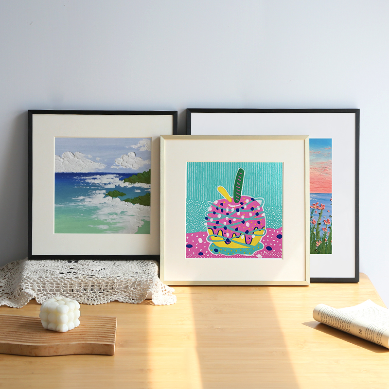 铝合金画框挂墙正方形北欧极简相框50厘米38定制装裱广告框架60cm