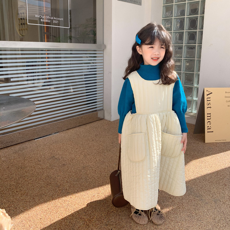 女童连衣裙冬儿童裙子洋气新款童装背心裙加厚设计师公主裙无袖潮