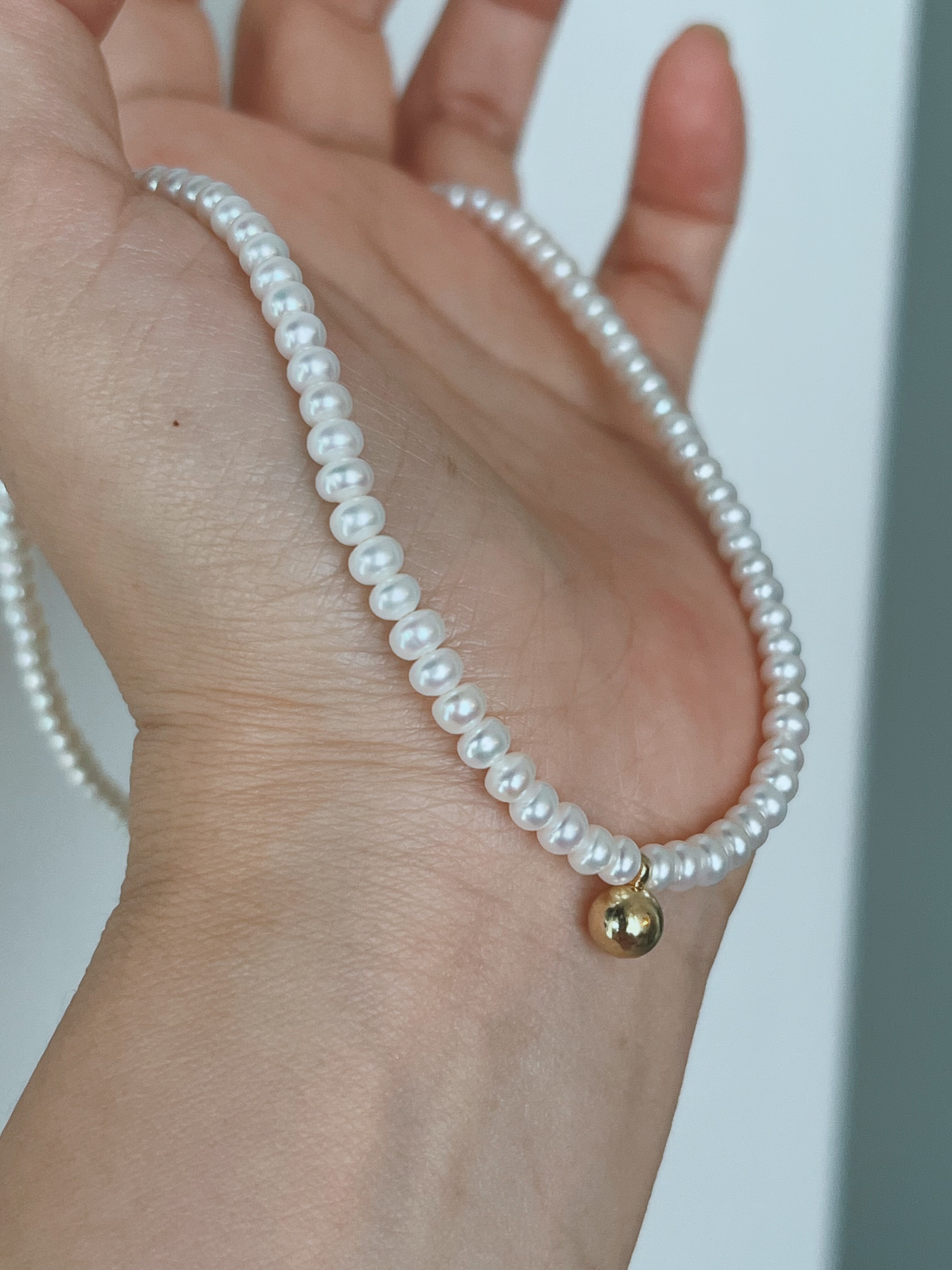 FJN Studio 钟楚曦同款天然无核珍珠项链女小米珠纯银链复古港风