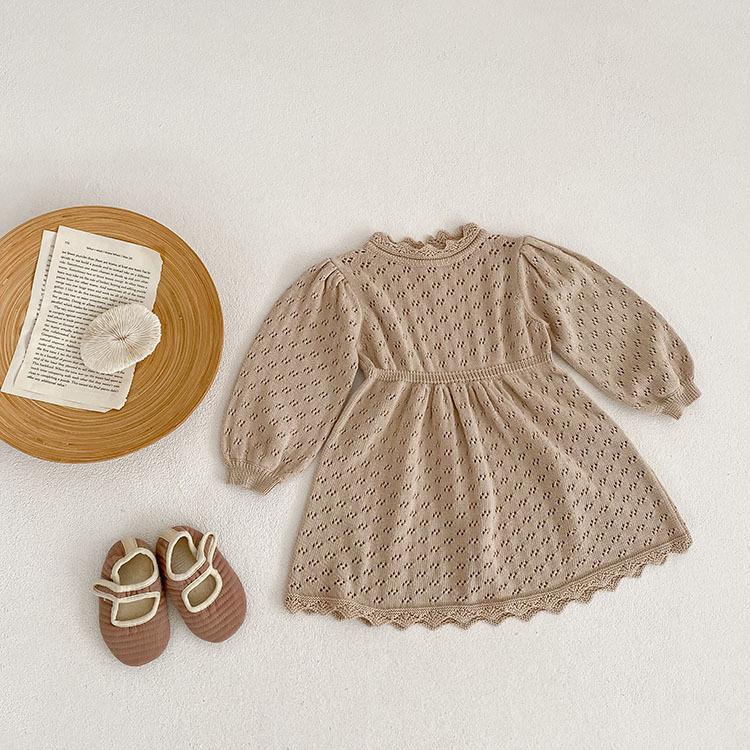 高品质~唯美宫廷风小姐妹装公主春夏针织镂空爬服连衣裙女童上衣