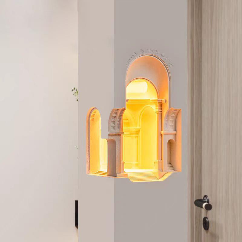 瓦豆对称转角石膏灯 走廊壁灯客厅入户门头预埋墙体嵌入式小夜灯