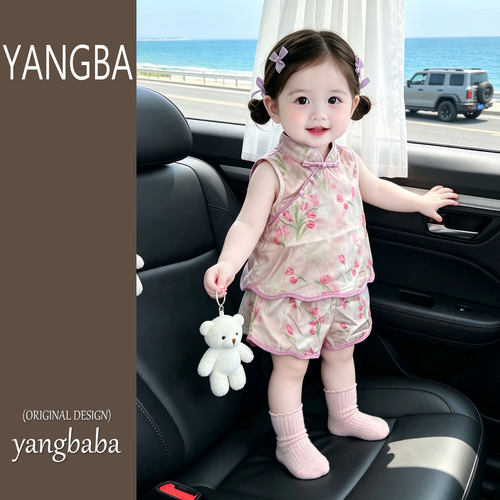 女宝宝汉服套装夏装新款小月龄国风满月百天两件套婴幼儿周岁礼服