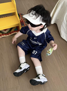 男童短袖T恤2026夏季新款男宝流行数字球服上衣宝宝百搭潮酷衣服