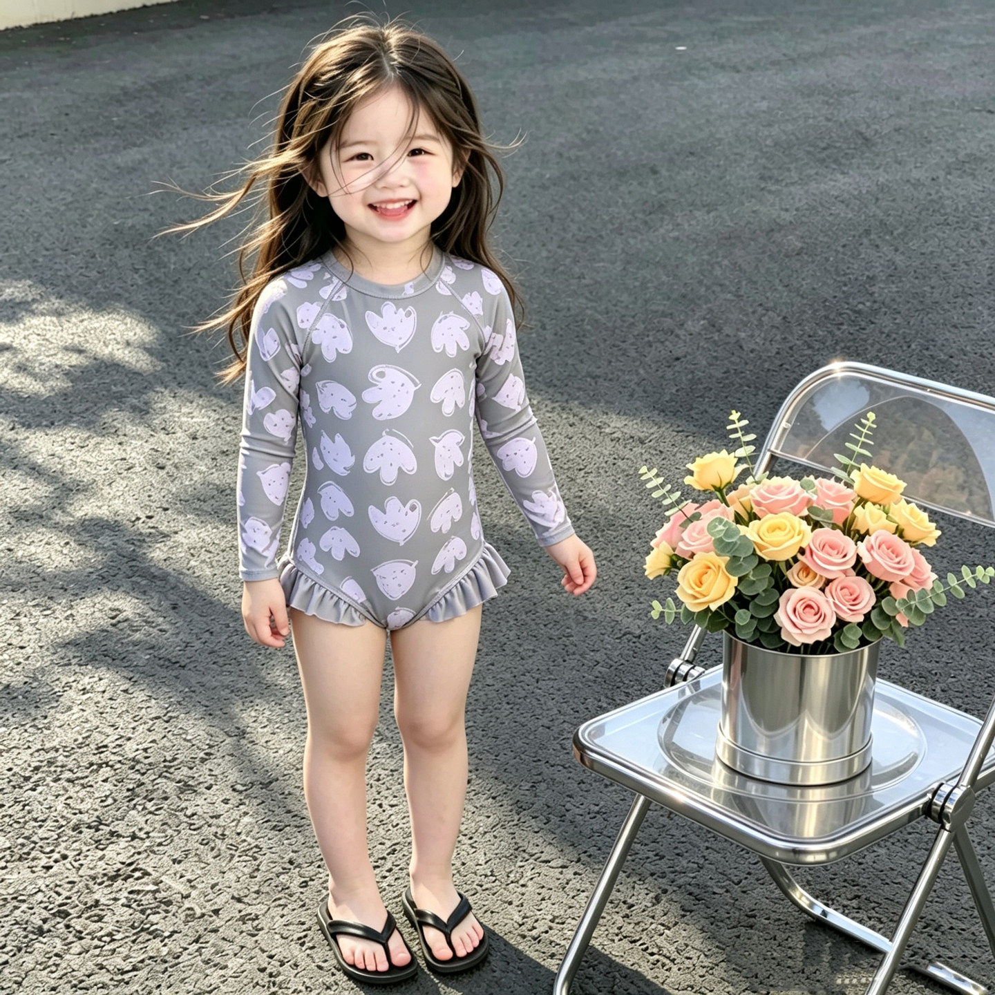 女童泳衣2026夏季新款时尚儿童防晒速干长袖连体游泳衣宝宝泳装