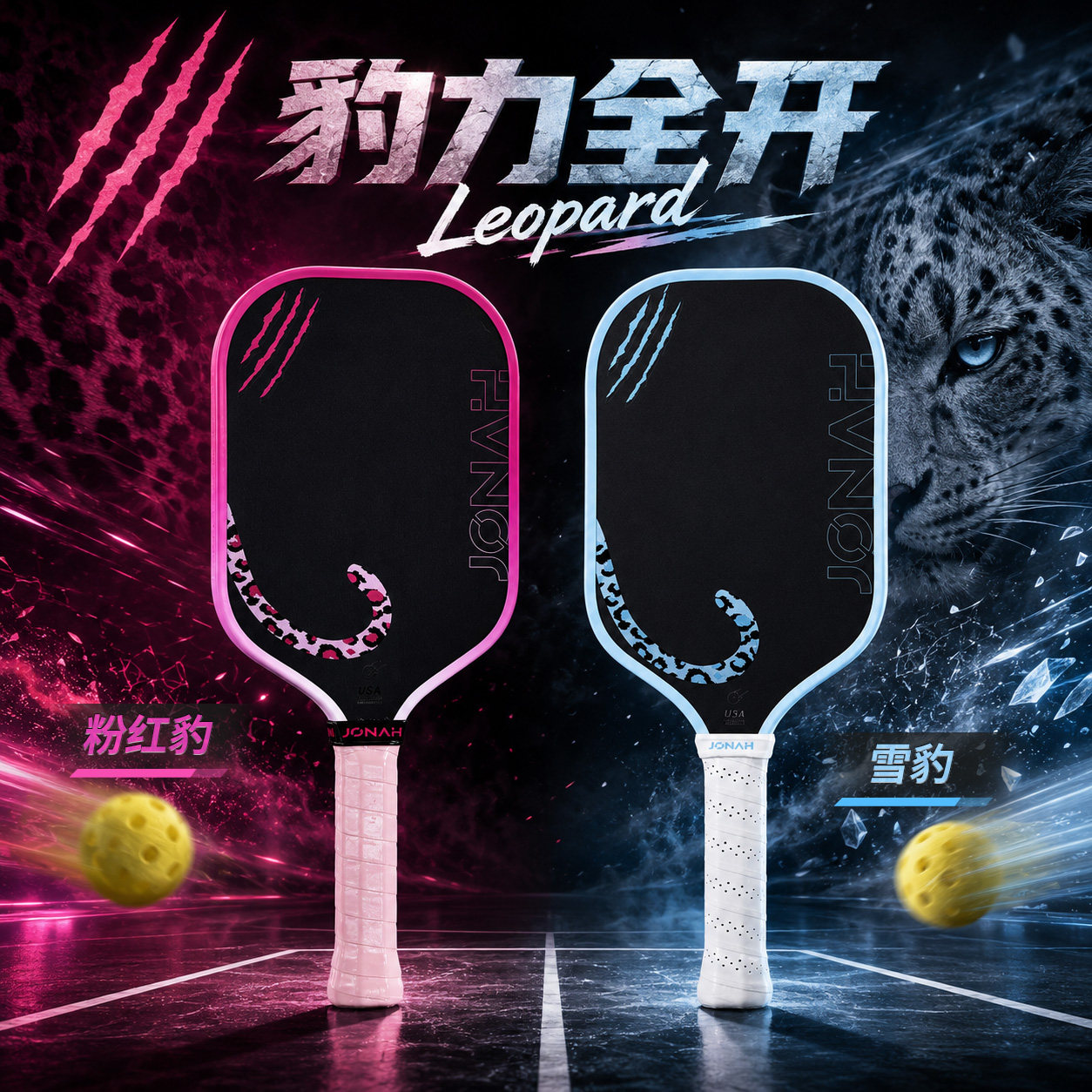 适用JONAH约拿专业匹克球球拍板碳纤维T700粉红豹比赛pickleball图片