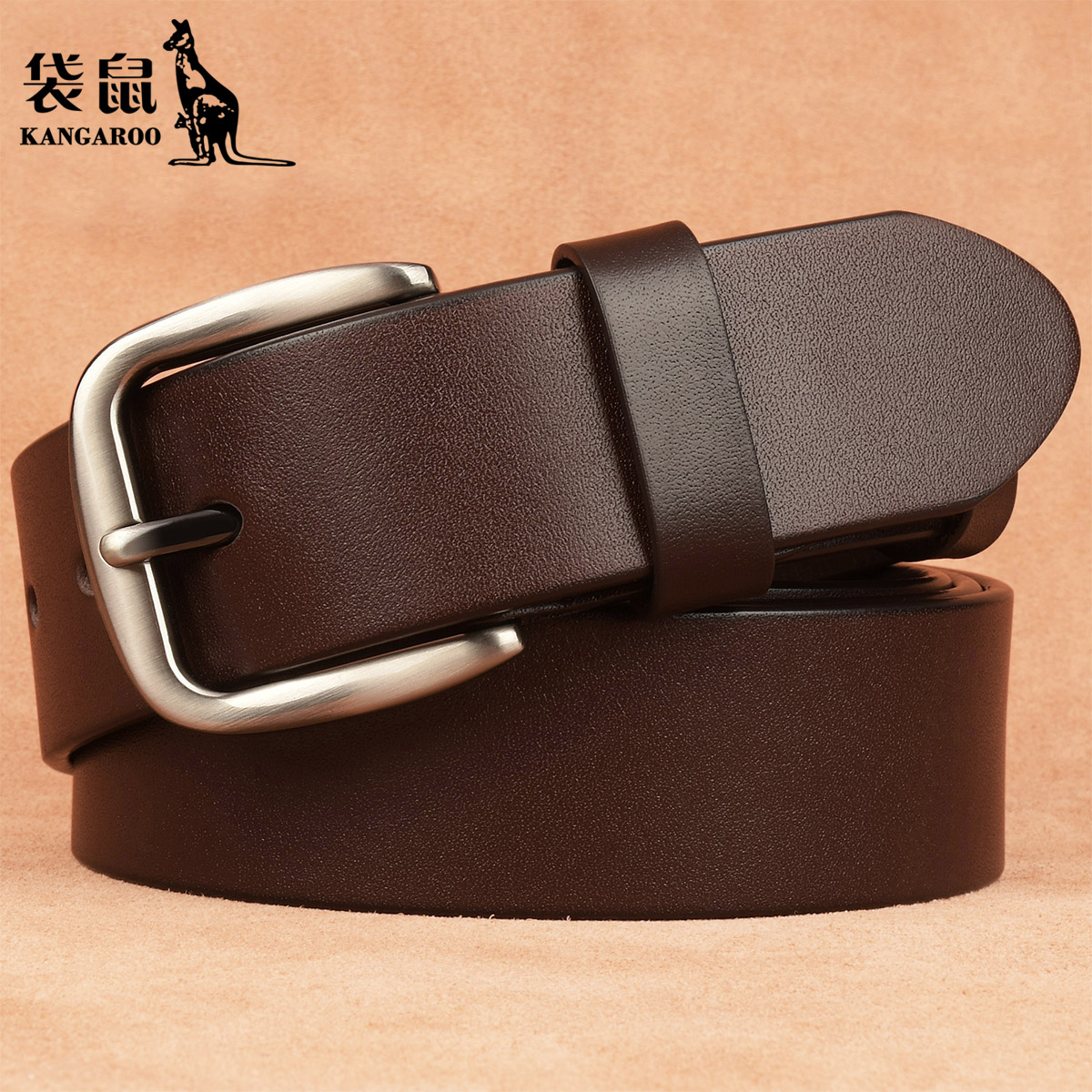 袋鼠头层牛皮男士加长皮带真皮145cm胖子针扣裤腰带时尚2025新款