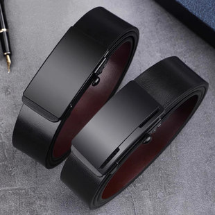 袋鼠男士 皮带真皮无牙内穿自动扣纯牛皮休闲品牌潮流腰带奢华大牌