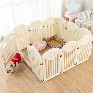 狗狗围栏可拼接泰迪比熊塑料室内狗房中小型犬狗栅栏敞开式狗笼子