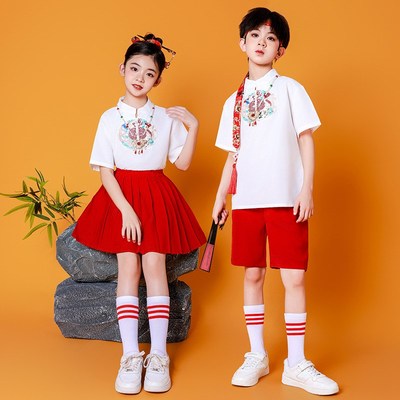 元旦儿童合唱服诗歌朗诵表演服长袖中小学生啦啦操演出服装中国风