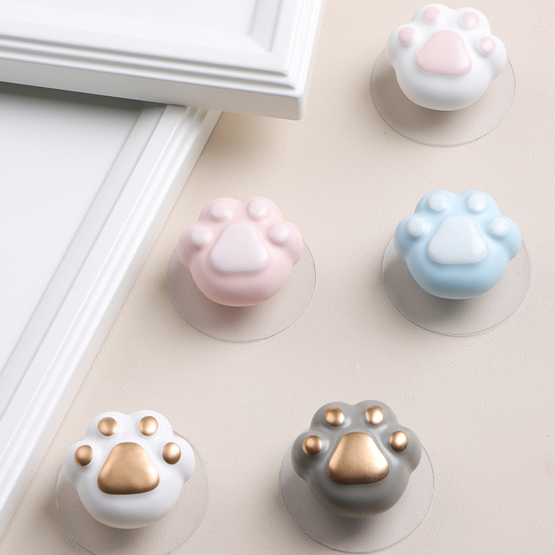 新款免打孔猫爪拉手衣柜门橱柜抽屉推拉门移门玻璃门免钉自粘把手