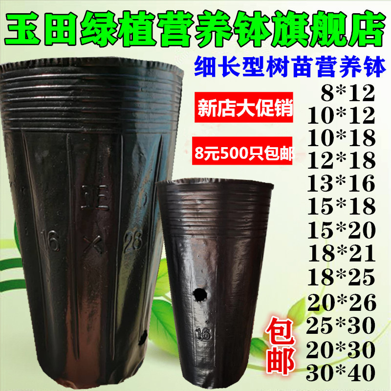 黑色塑料营养钵一次性营养杯育苗杯花卉育苗盘软花盆10*15 营养袋