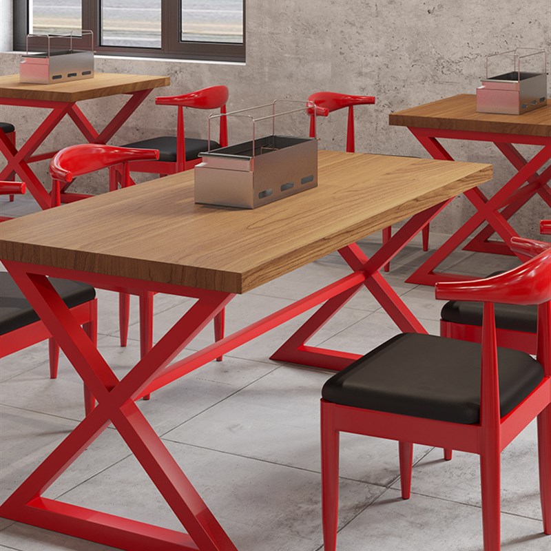 咖啡厅桌椅组合长条实木餐桌奶茶店工作室办公会议桌酒吧清吧餐厅