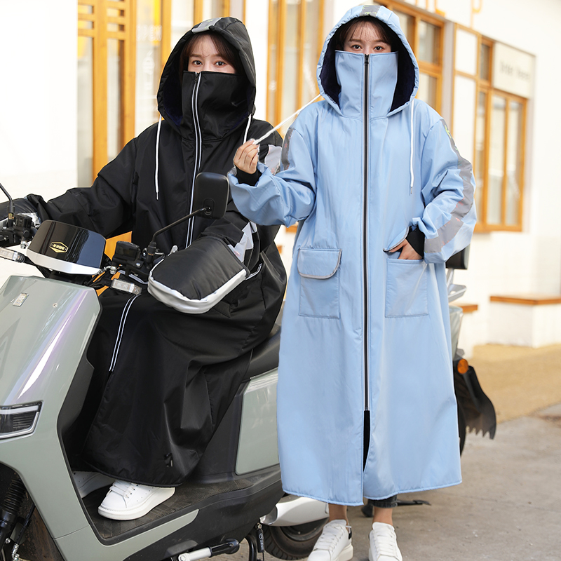 电动车挡风衣冬季保暖加绒加厚防雨防寒骑车电动车防风衣服挡风被