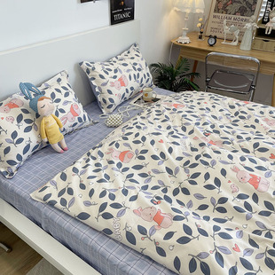 北欧被套单件学生宿舍单人双人200x230被罩1.5m1.8米卡通磨毛被单