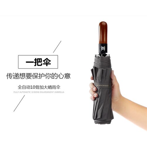 十骨加固双层抗风商务雨伞男女一键开合全自动折叠双人大号三折伞