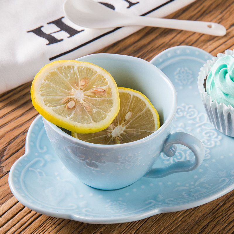包邮欧式浮雕陶瓷器创意杯子碗碟点心盘子餐具下午茶早餐组合套装