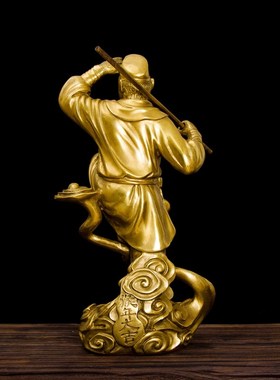 孙悟空摆件纯黄铜齐天大圣斗战胜佛家居饰品摆件美猴王铜猴子摆件