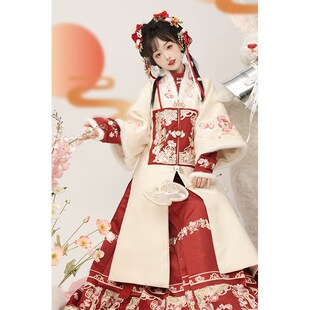 荨茉乐淘淘汉服女明制加绒加厚新年款合领补袍日常马面裙秋冬新款