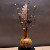 客厅电视机柜玄关摆件装 坐忘堂 非遗烙画 花瓶 饰品 天然葫芦手工