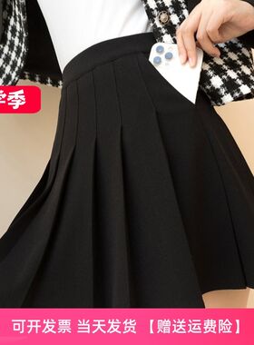 百褶裙女小个子夏季2024新款棕色带兜半身裙口袋款短裙 高腰a字裙