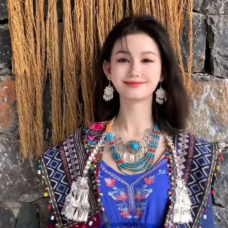 苗族耳环项链额头链复古民族风饰品藏族流苏耳饰云南丽江旅游颈链,饰品/流行首饰/时尚饰品新,组合套装,淘宝优惠券,粉丝福利购,淘宝优惠卷