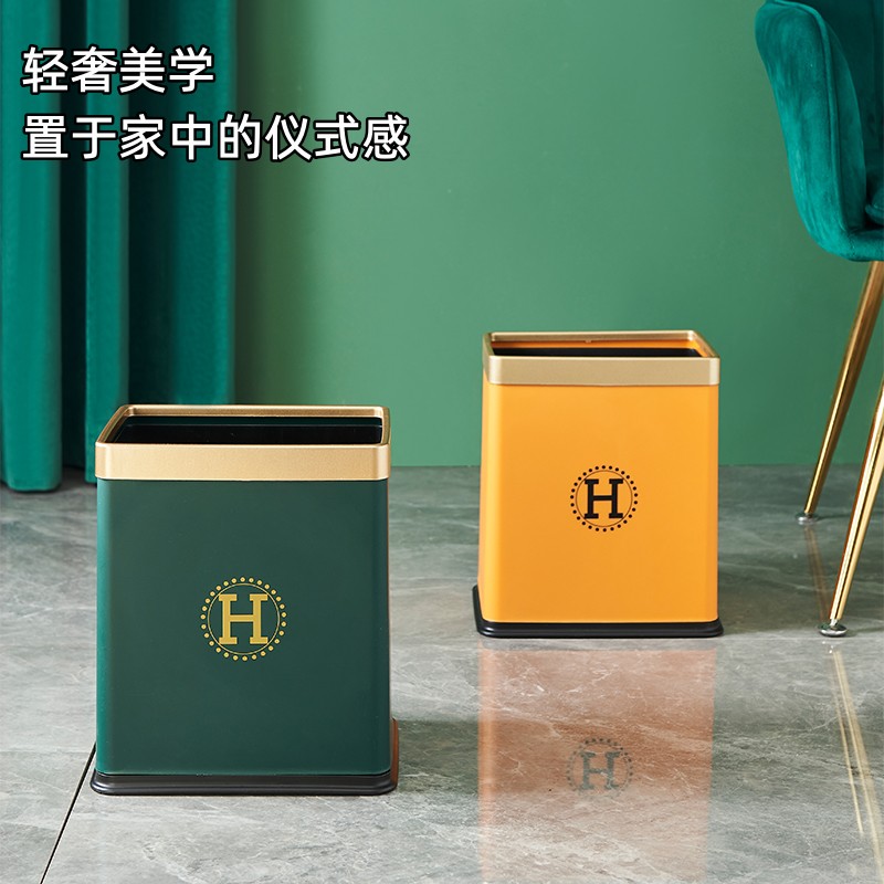 家用垃圾桶高颜值轻奢高档厨房卫生间卧室办公室简约双层创意纸篓