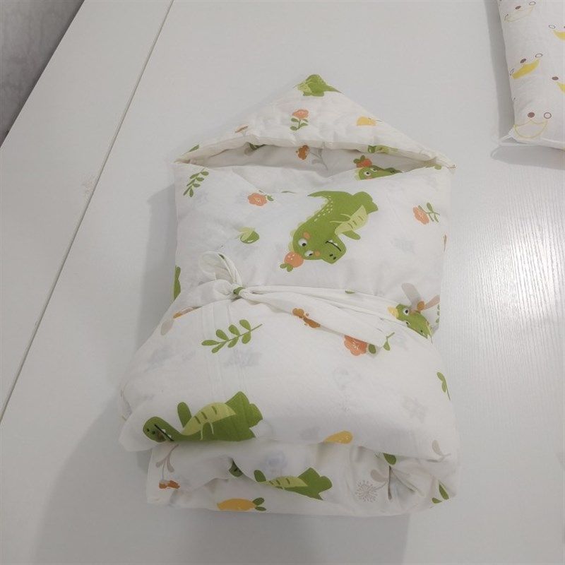 纯棉花纯手工宝宝纯棉秋冬带帽抱C被初生婴儿包被产房新生儿棉被