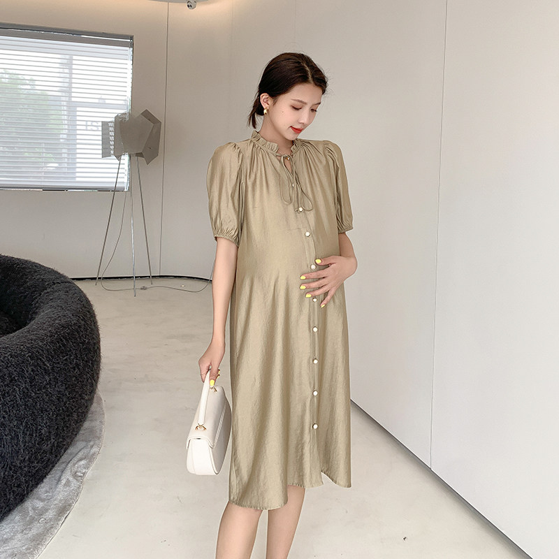 孕妇夏装连衣裙宽松大码孕妇装y夏款2023新款薄款夏季可穿职业裙