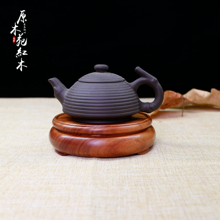实木花瓶盆景底座木雕圆形摆件装饰家居饰品文玩玉器茶壶茶杯底托