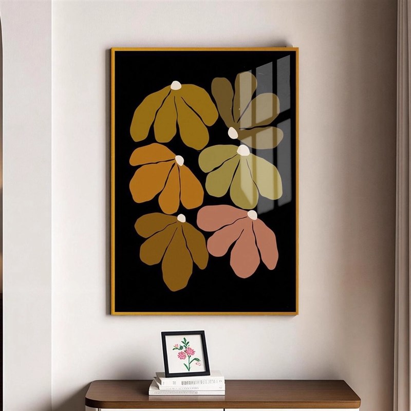 树叶装饰画卧室餐厅m玄关简约晶瓷文艺挂画轻奢客厅沙发背景墙挂图片