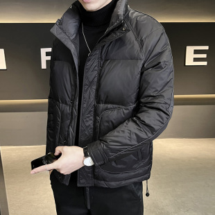 羽绒服男2023年冬季新t款潮牌帅气立领轻薄短款保暖冬装加厚外套