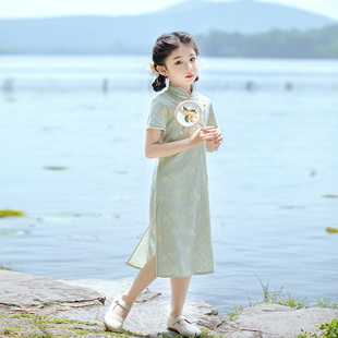女童旗袍夏季2024新款国风小旗袍小女孩女宝民国风套装儿童演出服