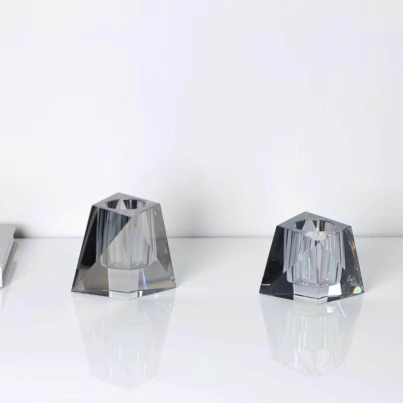 现代简约创意双色水晶花插干花瓶家居艺术花器装饰品客厅餐厅摆件