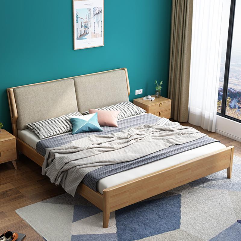 北欧软靠实木床中小户型1.5米双人床现代简约家用卧室1.8米大婚床