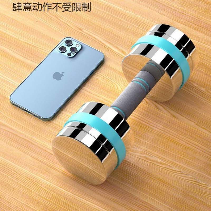 TLa电镀精钢实心哑铃纯钢杠铃组合重量可调节便携家用健身微瑕男