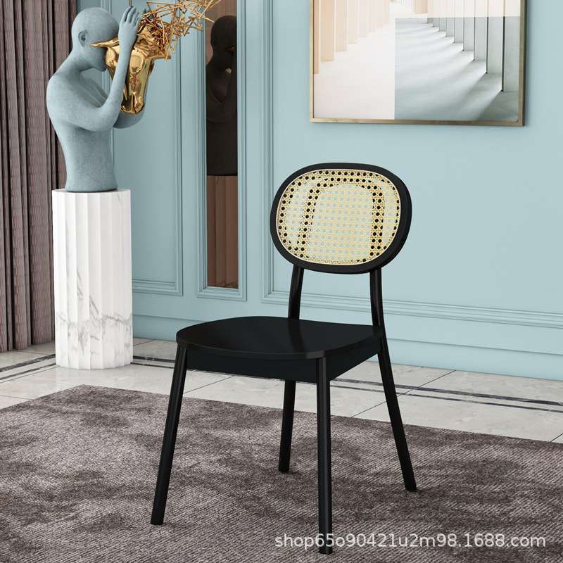 北欧藤编椅子家用阳台藤椅HOT真藤设计师休闲实木餐椅昌迪加尔椅