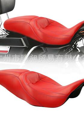 适用于哈雷路王滑翔CVO蓝色拼接线连体驾驶员乘客座椅2009-2020