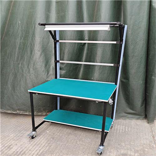 防静电黑色管工作台带灯带看板可移动检测维修台流水线工作桌