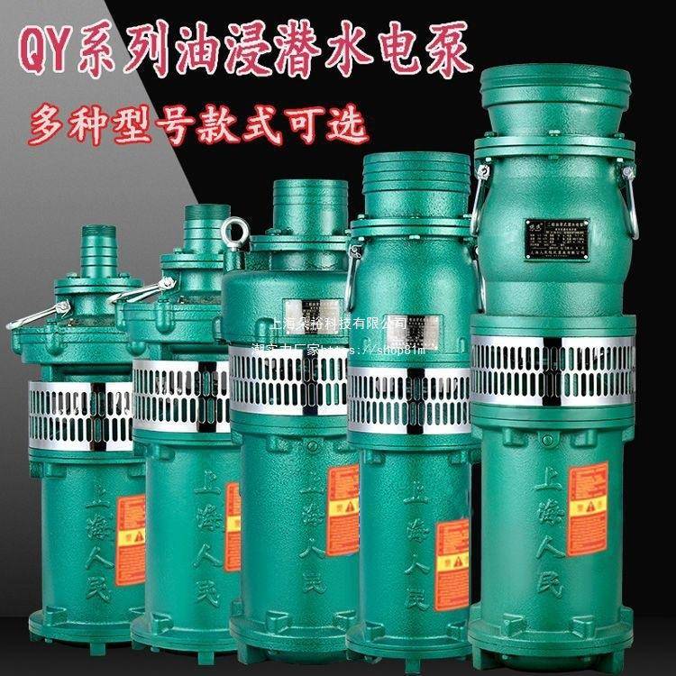 上海人民QY油浸泵农用灌溉大流量高扬程深井工业用潜水抽水泵铸铁