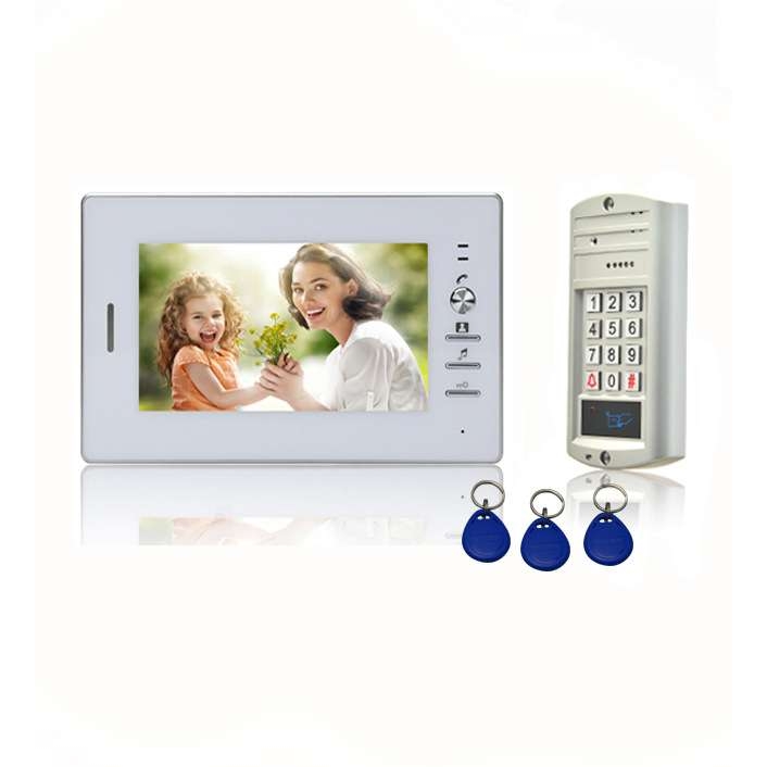 家用别墅型7寸高清彩色可视对讲门铃密码刷卡门禁系统/直销