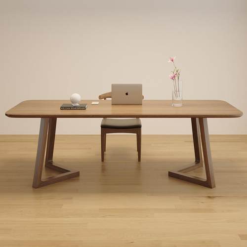 北欧全实木办公电脑桌家用客厅大书桌子简约长条桌双人书桌学习桌