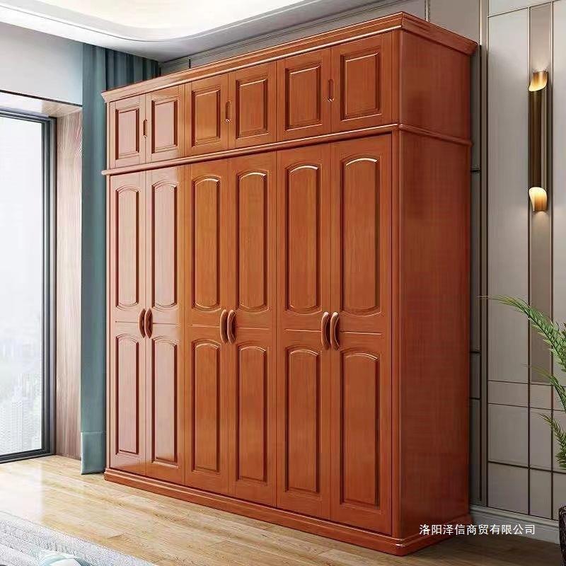 实木衣柜家用卧室简约现代中式开门大衣橱原木储物组合整体柜子