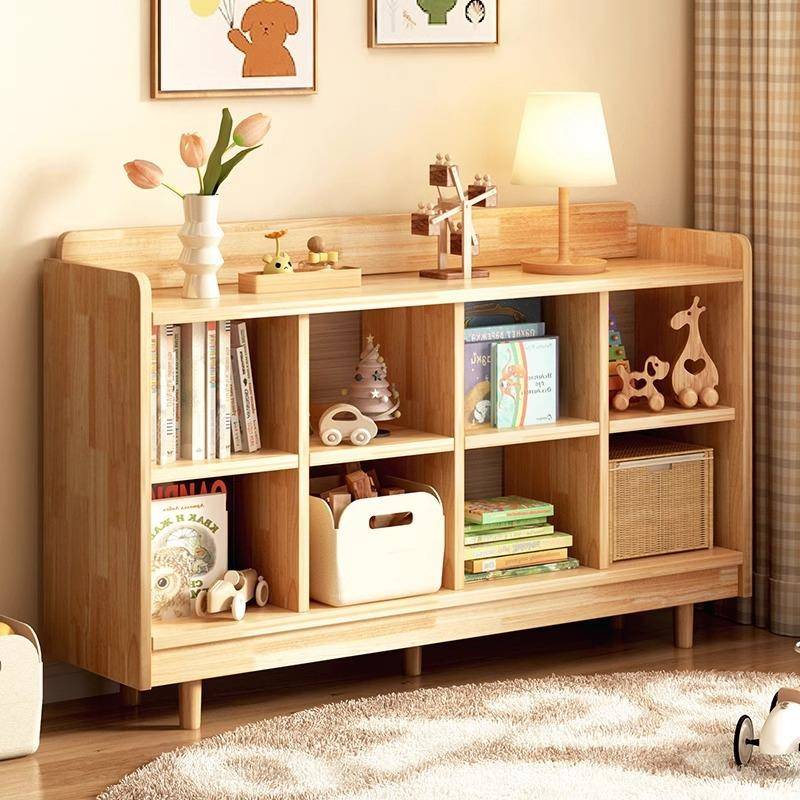 儿童书架绘本架落地置物架实木幼儿园书柜格子柜矮柜收纳储物柜子