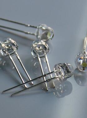 8MM草帽白光led白色灯珠直插发光二极管8MM草帽白光短脚