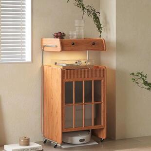 机器人扫地机柜置物架收纳柜樱桃木沙发边柜可移动云鲸柜实木柜子